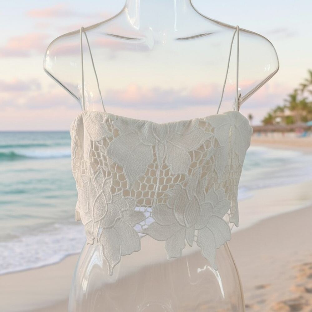 NWT Rumer Tropez White Lace Bridal Beach Wedding Maxi Skirt and Crop Top Size XS - Picture 5 of 11